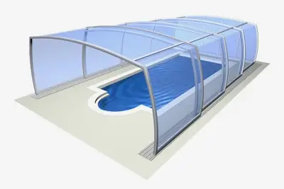 3D render bazénového zastřešení Alukov Omega