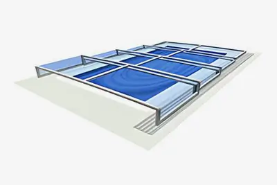 3D render bazénového zastřešení Alukov Parade Low